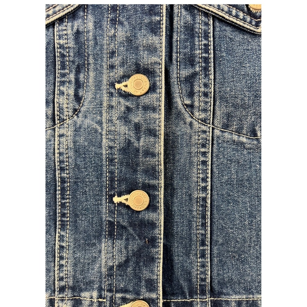 Gap Vintage Denim Vest Womens Large Cotton Medium Wash Blue Button Up V-Neck Y2K - Picture 6 of 8